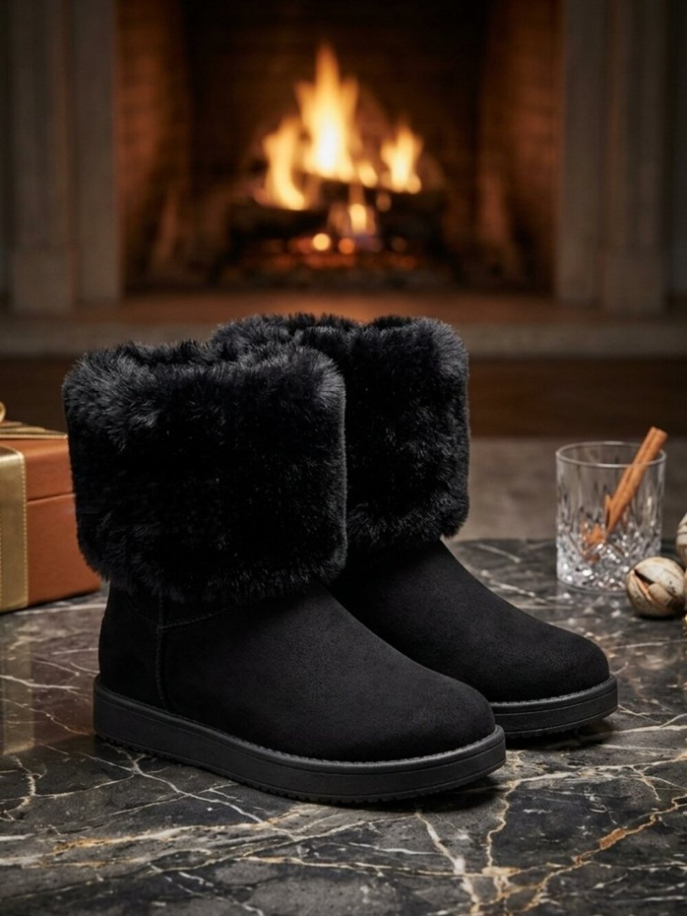 GUESS Women's Boots Denla Cold Weather Faux Fur